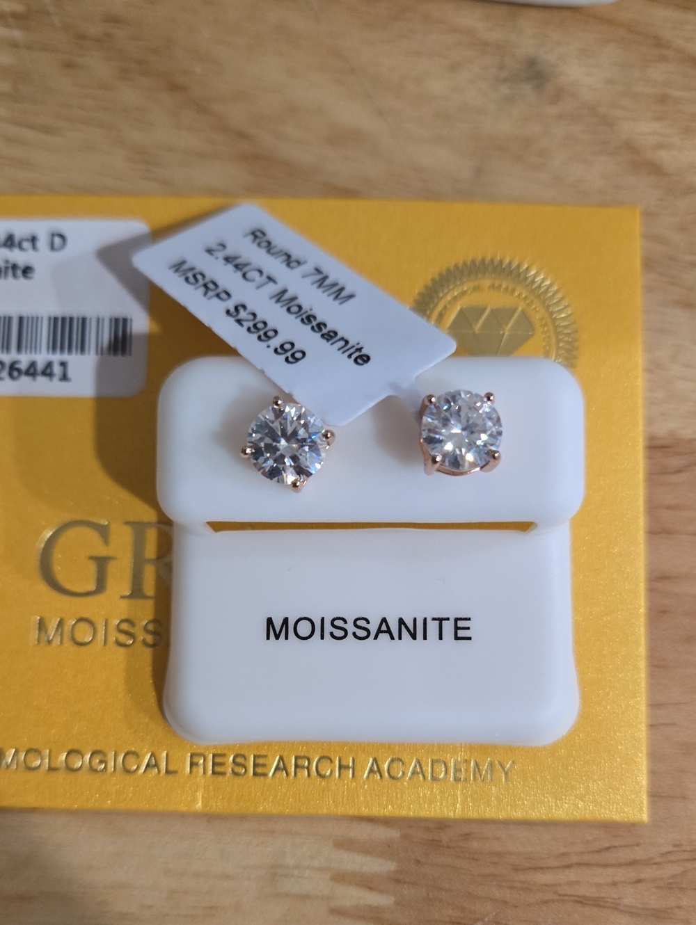 Round 7.00mm Moissanite Stud Earrings in Rose Gold